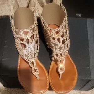 Zigi Soho Tan Sandals with Rhinestone Accents